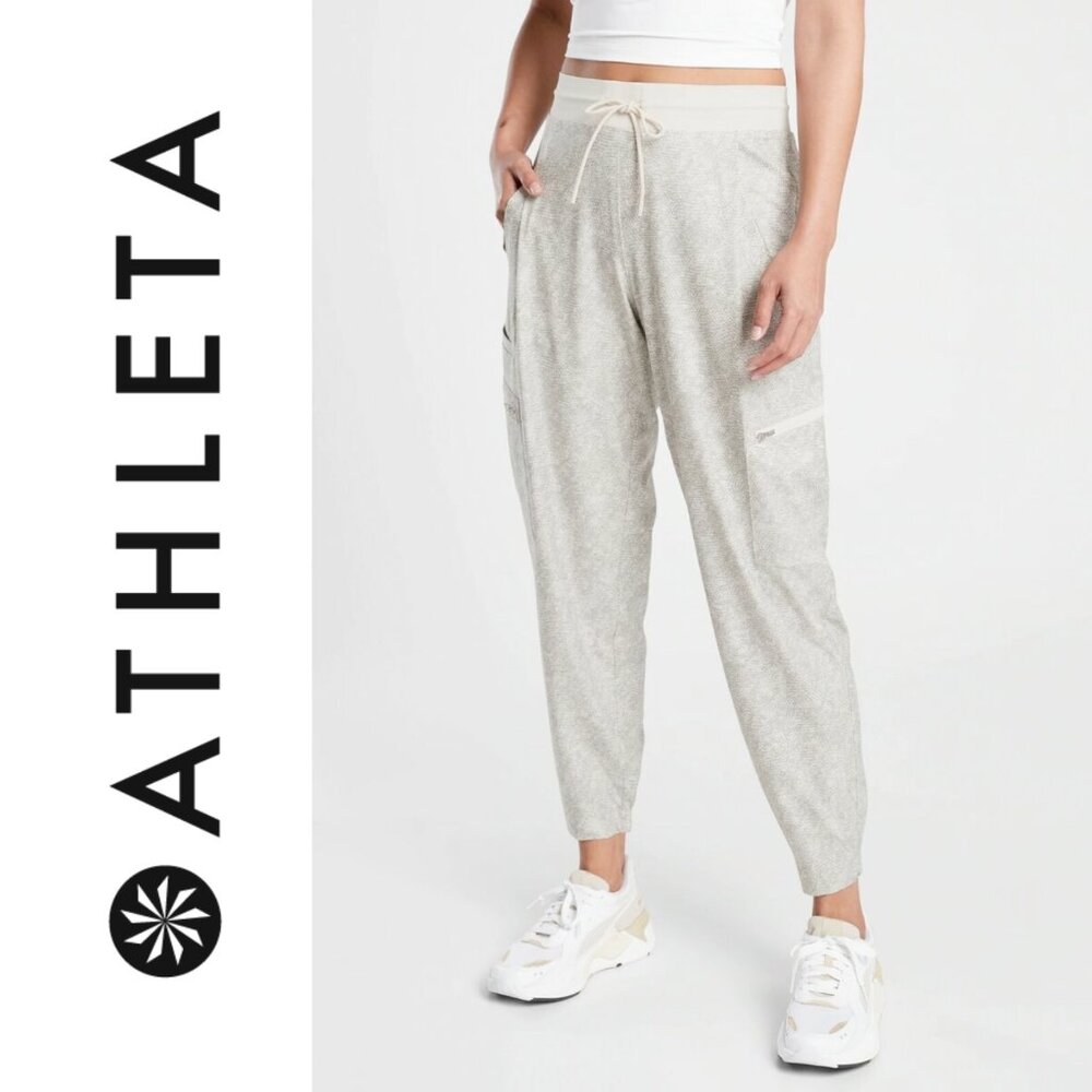 Athleta Go Far Venture Printed Jogger Pants, Viper Gray, Size 16